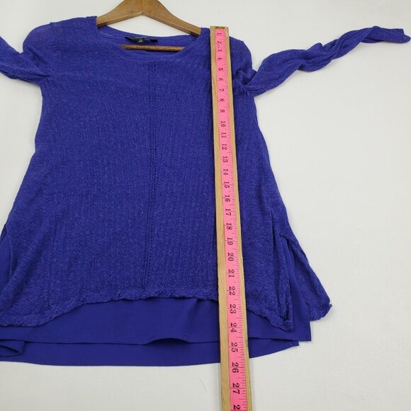 Simply Vera Vera Wang Womens PM Purple Linen Blend Sweater Long Sleeve Lined - Picture 13 of 14